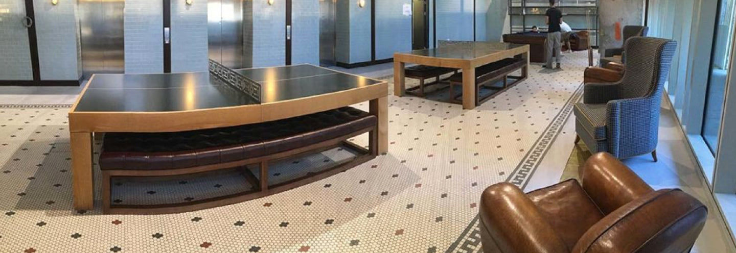 Our stunning bespoke tennis tables welcome foreign students back to school at Kings Cross