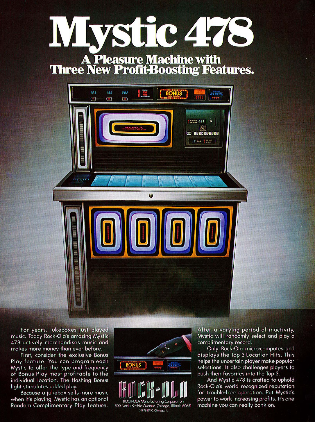 1978 Rock-Ola 478 'Mystic' Vinyl Jukebox – The Games Room Company