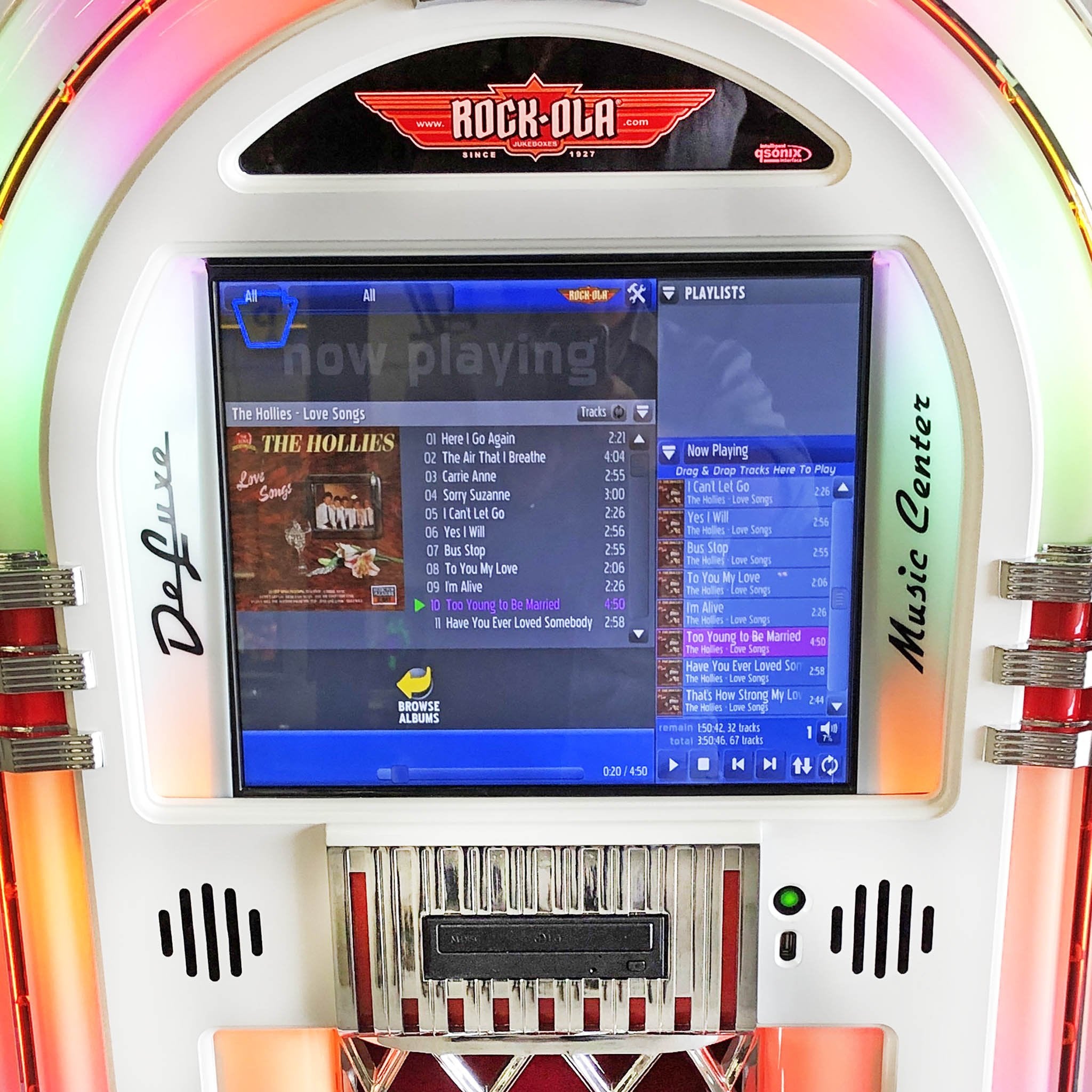 Rock-Ola Bubbler Digital Music Center Jukebox in Gloss White with Bluetooth