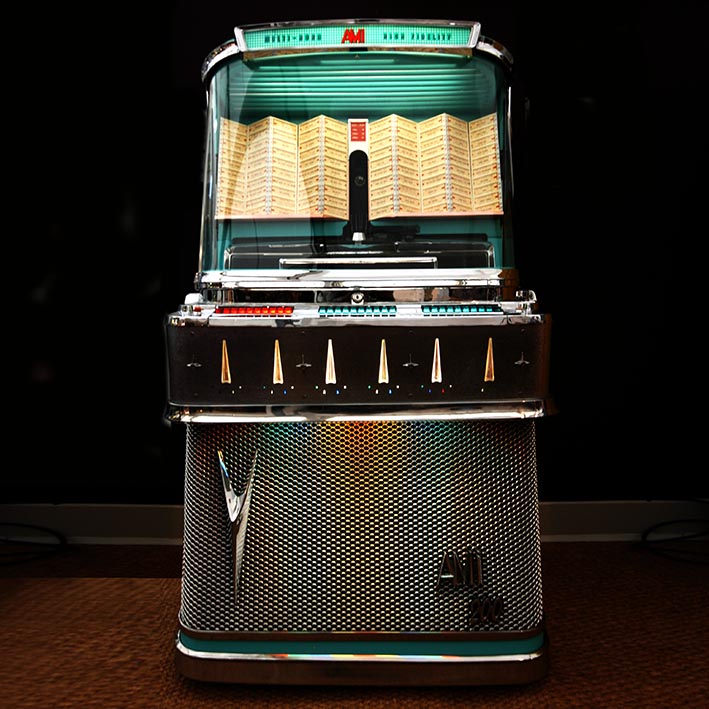 Original 1958 AMI I 200 Vinyl Jukebox with Spearmint Trim