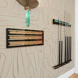 The Olympian Wall Mounted Cue Rack and Scorer with Brass Trim