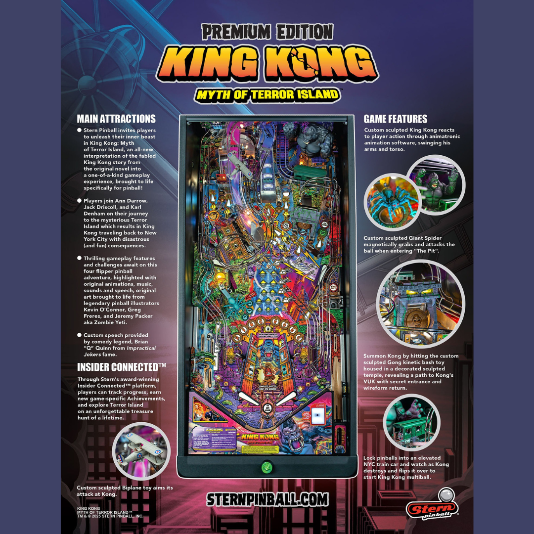 2025 King Kong: Myth of Terror Island Premium Pinball by Stern