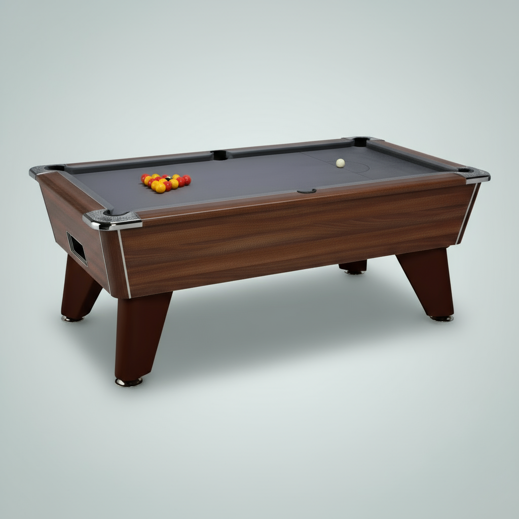 Pool table with balls on a white background