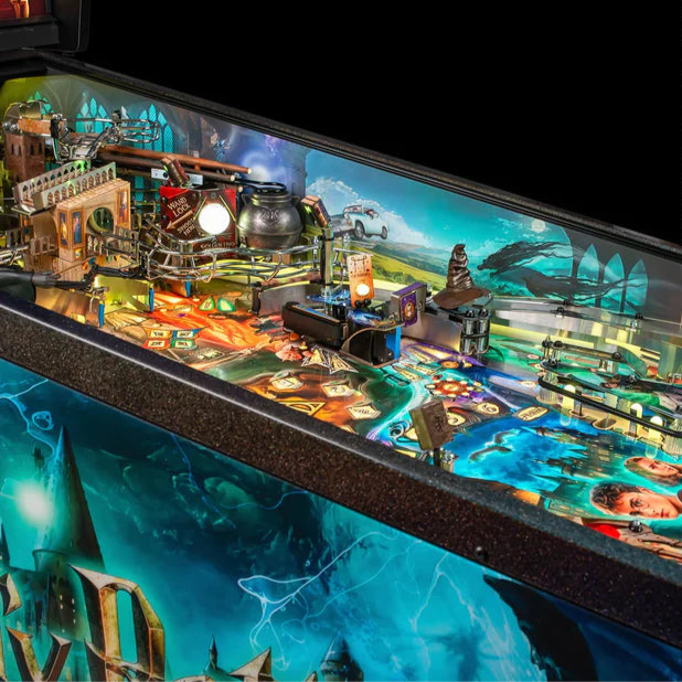 Harry Potter pinball machine with detailed artwork and vibrant colors