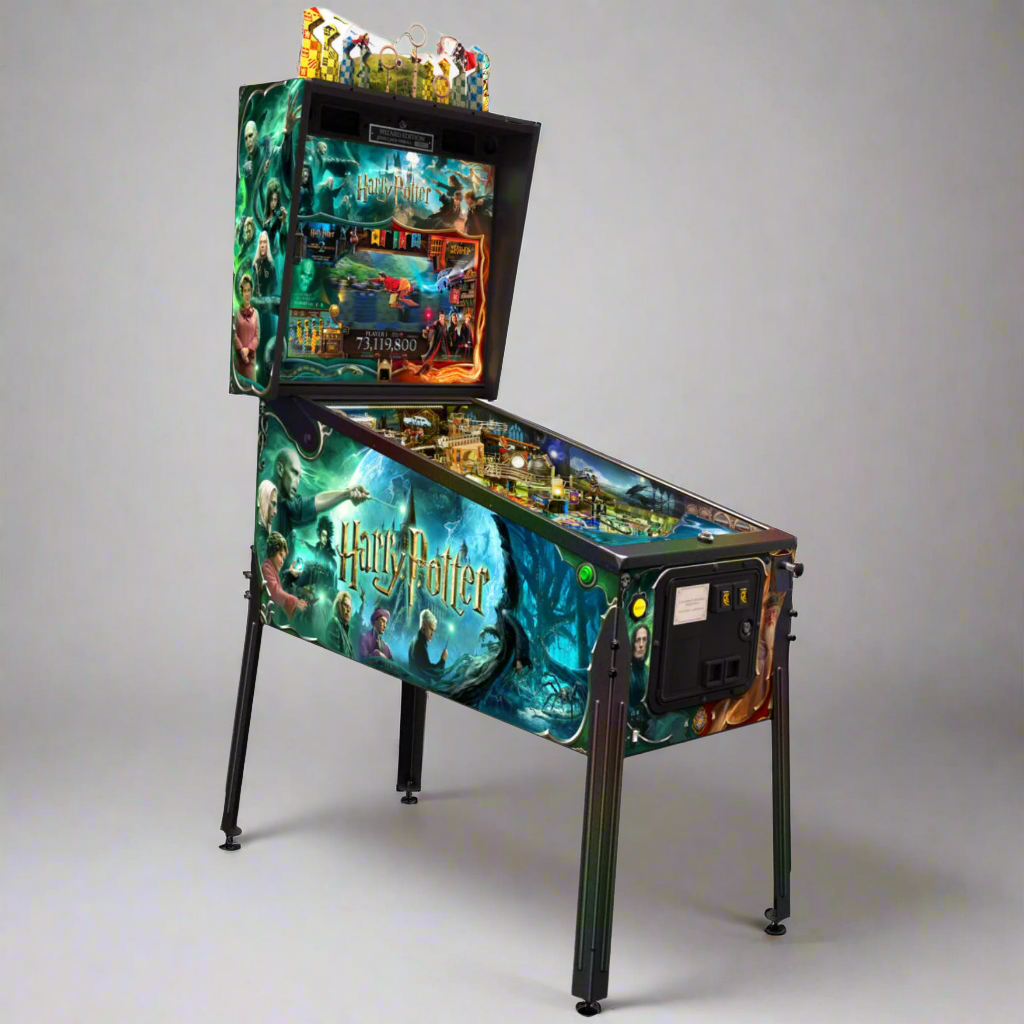 Harry Potter-themed pinball machine on a white background