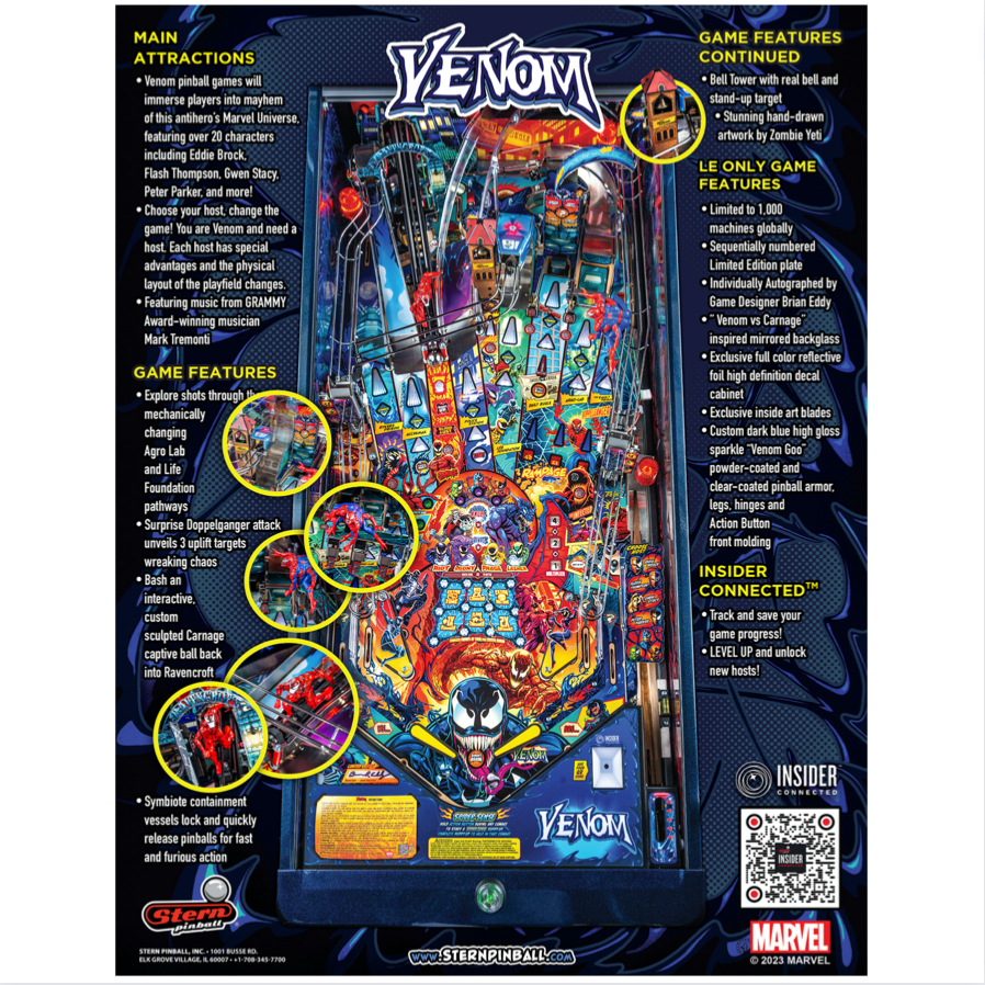 Venom LE Pinball Machine by Stern