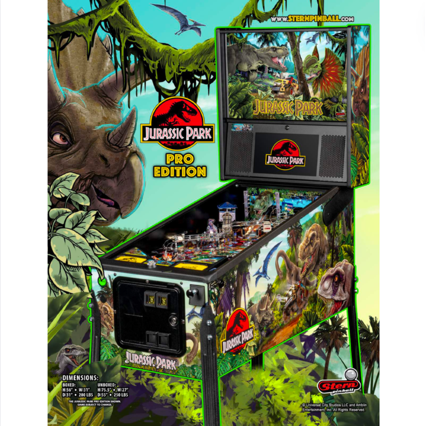 2019 Jurassic Park Pro Pinball Machine by Stern