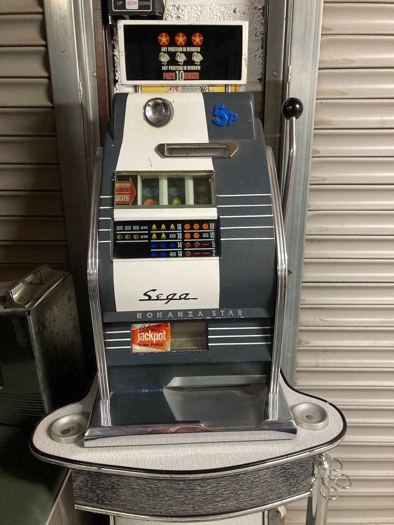 1962 Sega Bonanza Star One-Armed Bandit With Original Stand