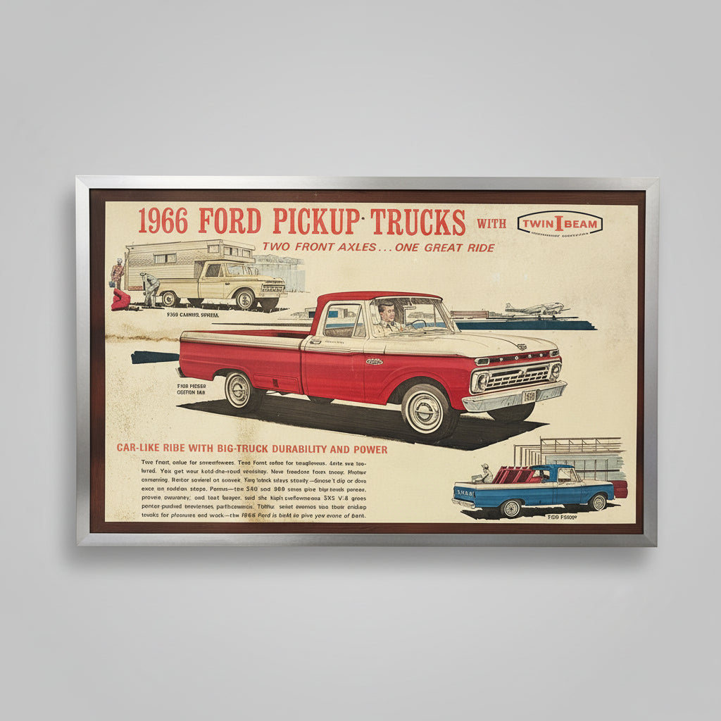Rare 1966 Ford Pick Up Truck Original Poster in a High Quality Frame The Games Room Company