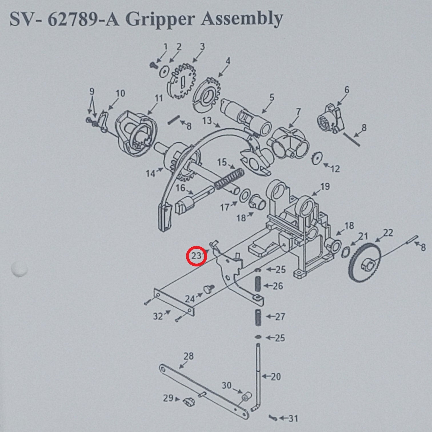 Bracket, Gripper Reverse Vinyl