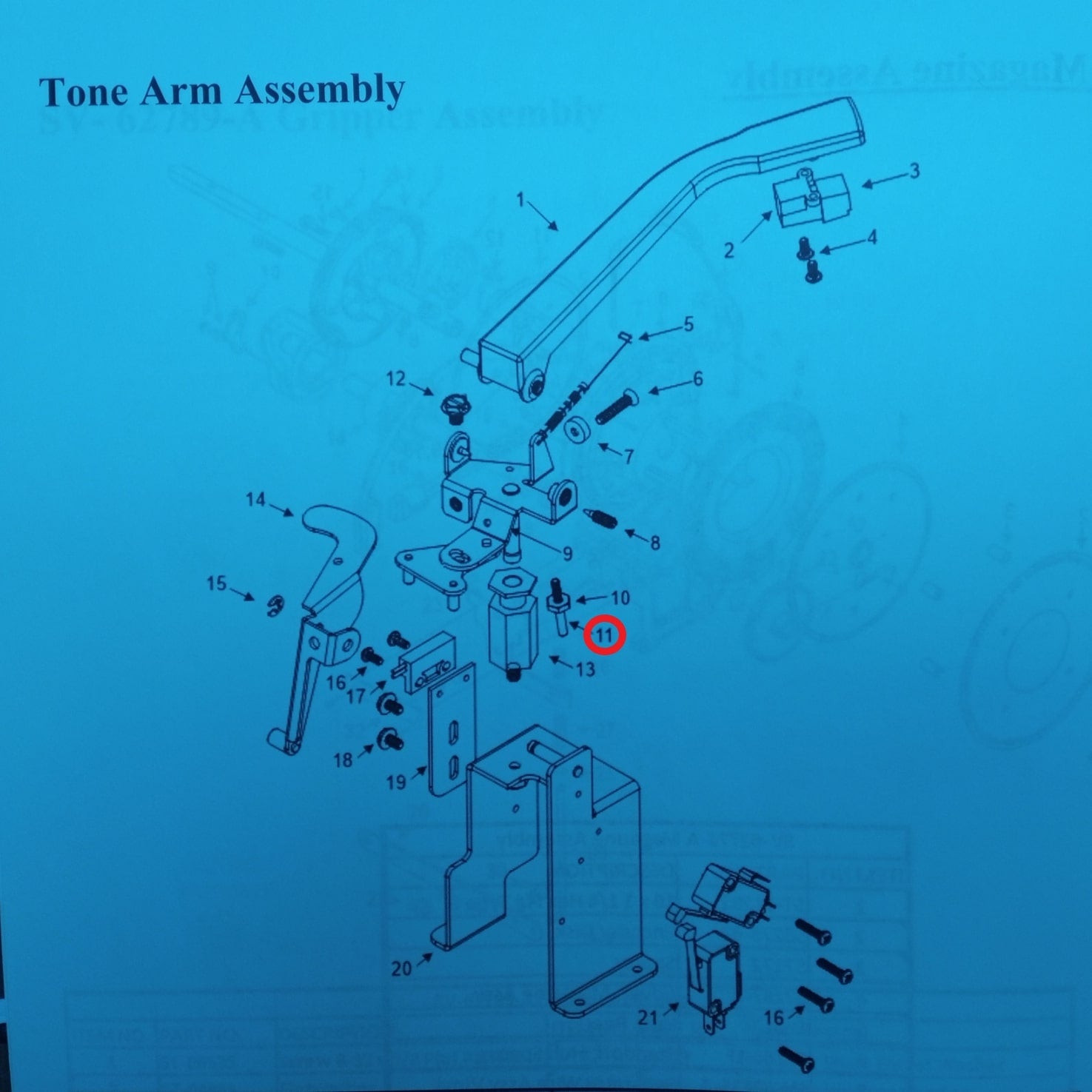 Tone Arm Rest Pin