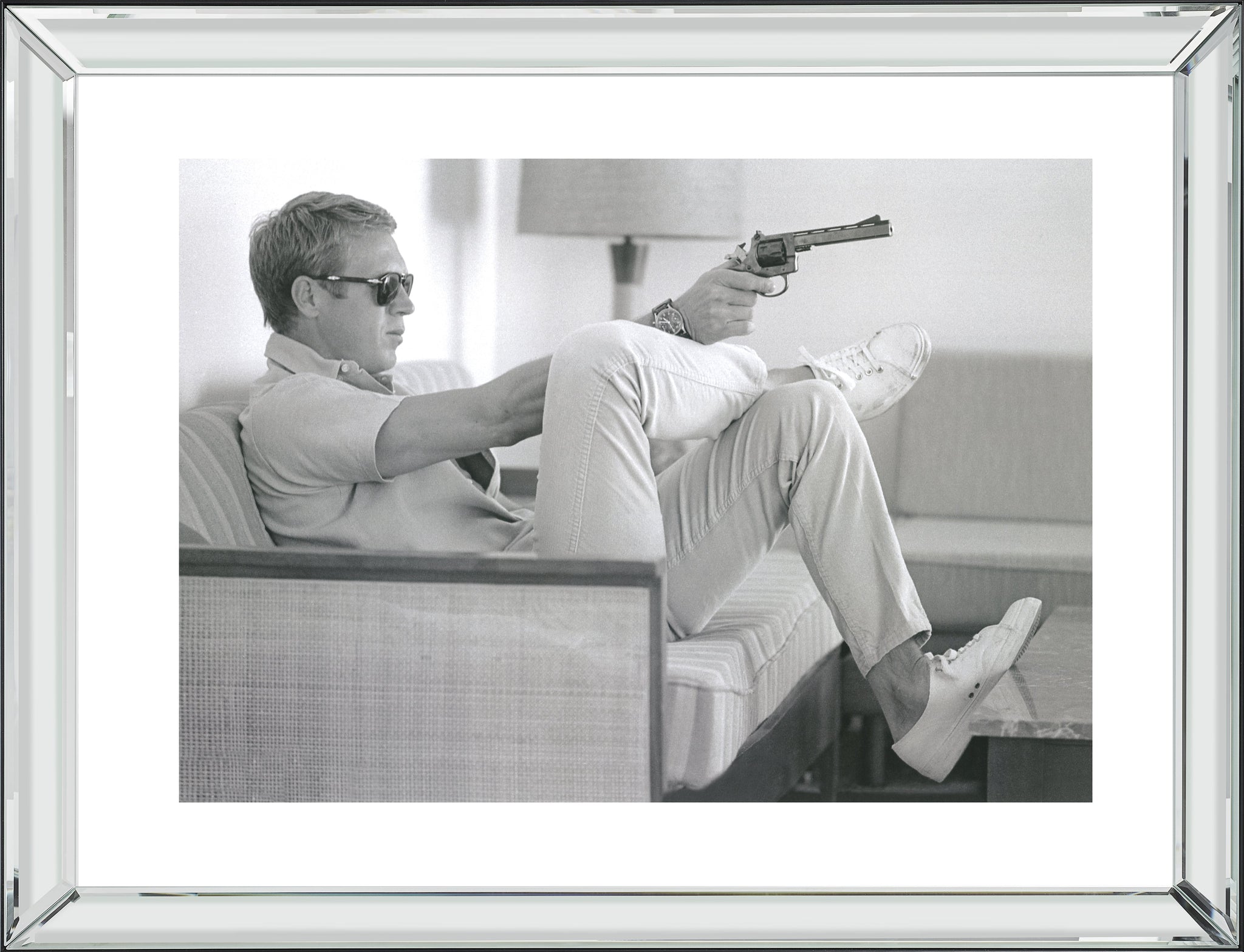 Steve McQueen Takes Aim Mirror Frame Picture