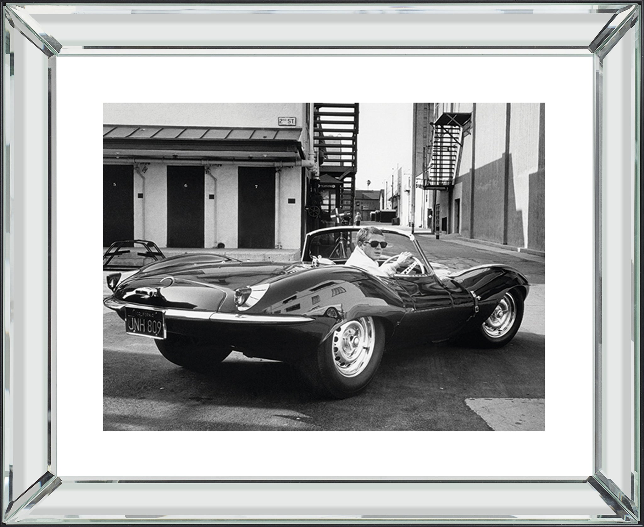 Steve McQueen Jaguar  Mirror Frame Picture