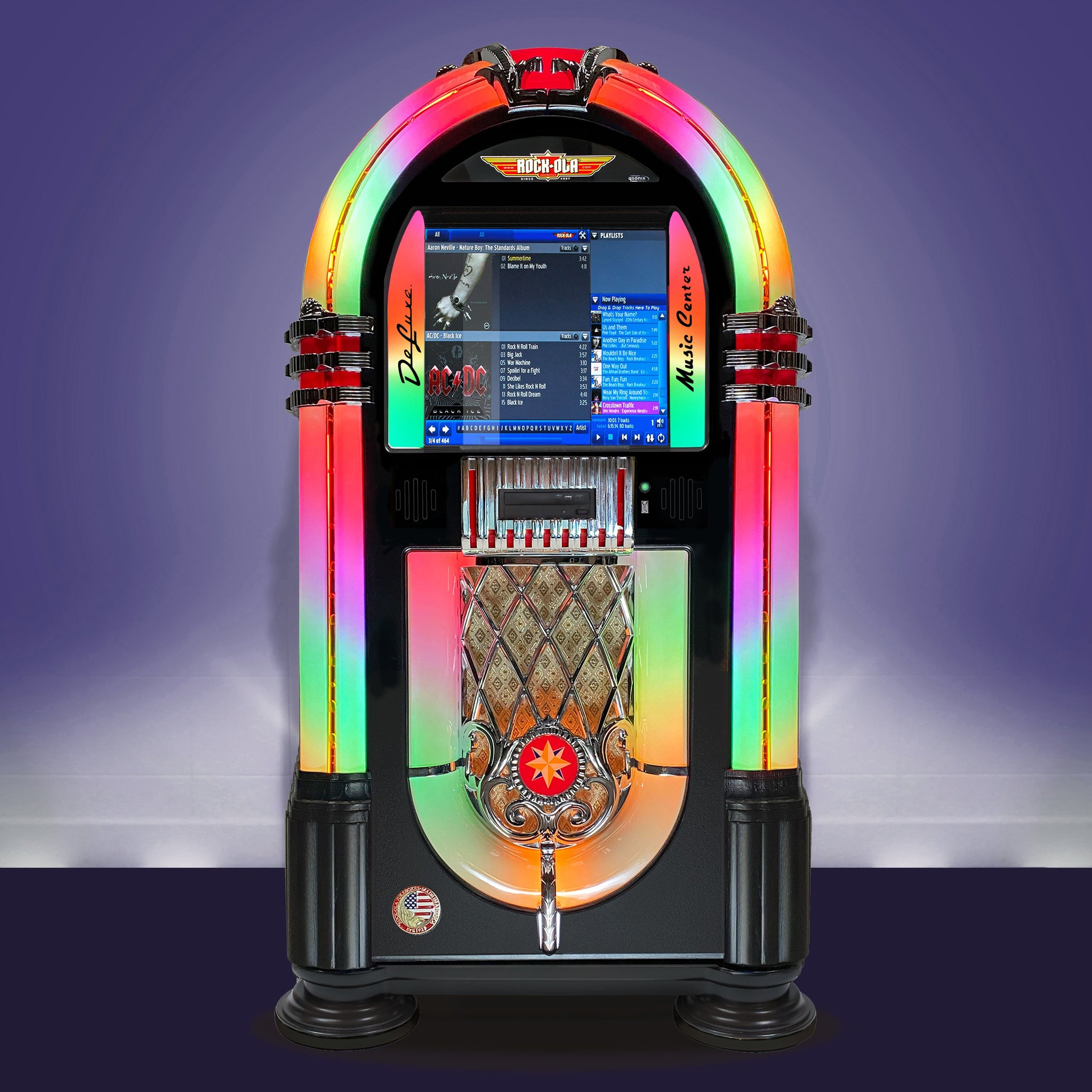 Rock-Ola Bubbler Digital Music Center Jukebox in Gloss Black with Bluetooth