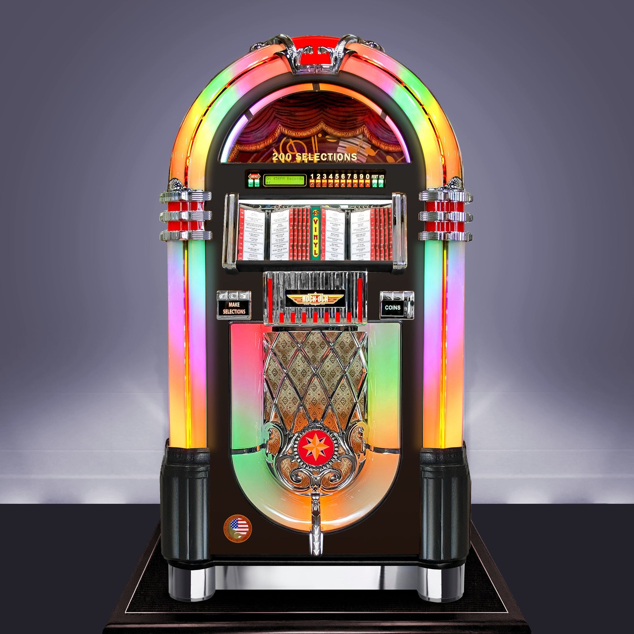 Rock-Ola Bubbler Vinyl 45 Jukebox in Black with Bluetooth