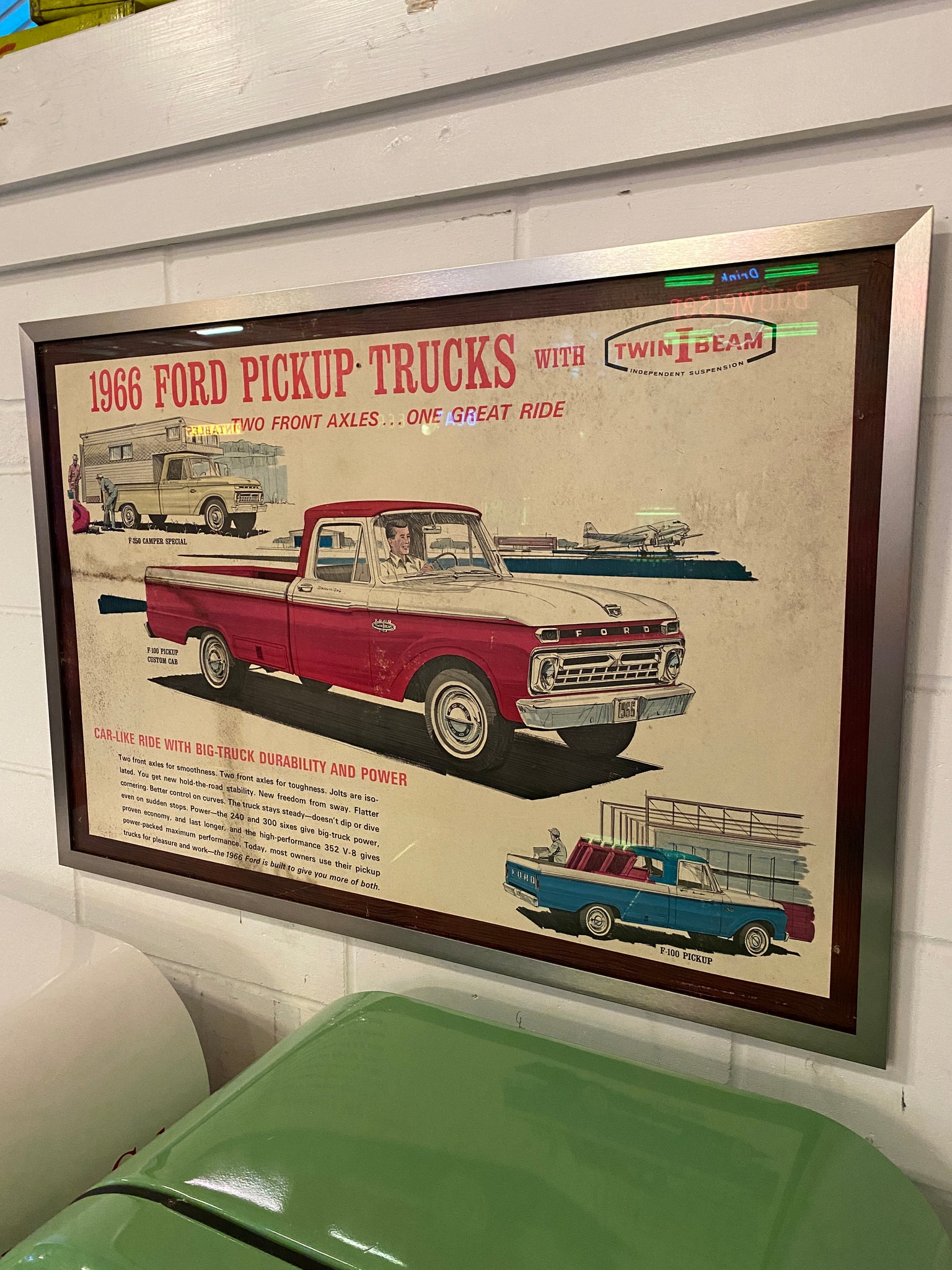 Rare 1966 Ford Pick Up Truck Original Poster in a High Quality Frame