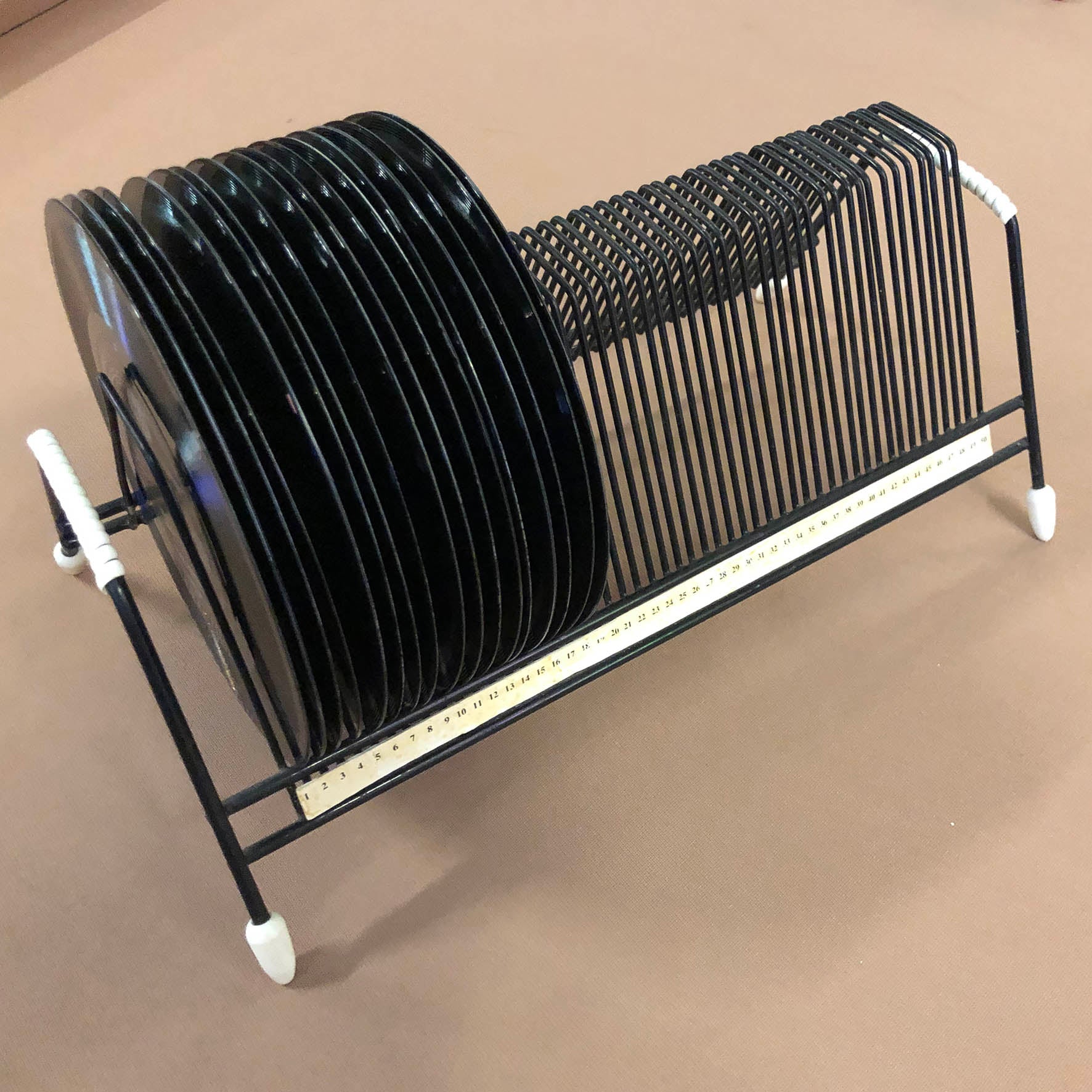 Vintage wire framed record rack