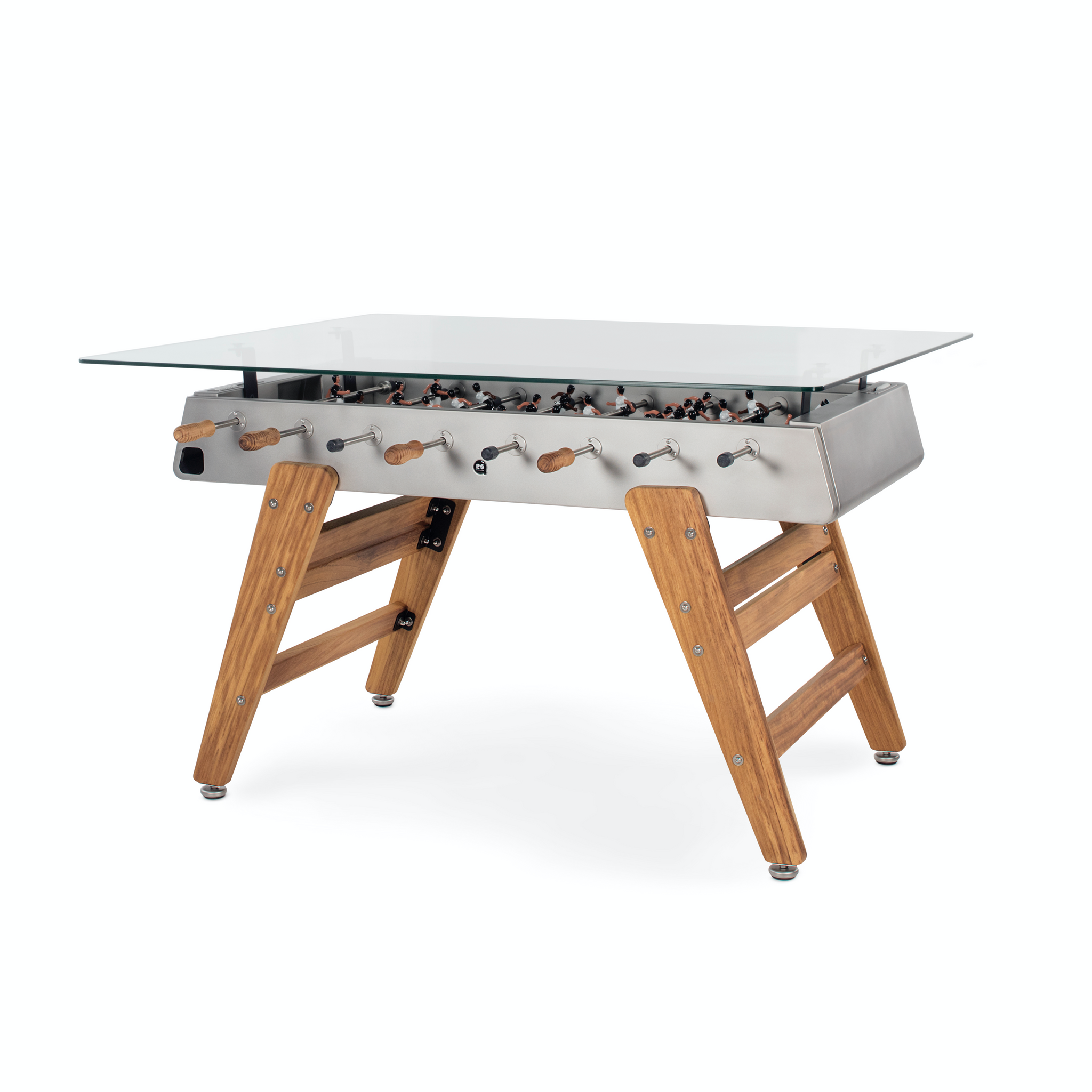 RS3 Wood Dining Rectangle Foosball Table in Stainless Steel