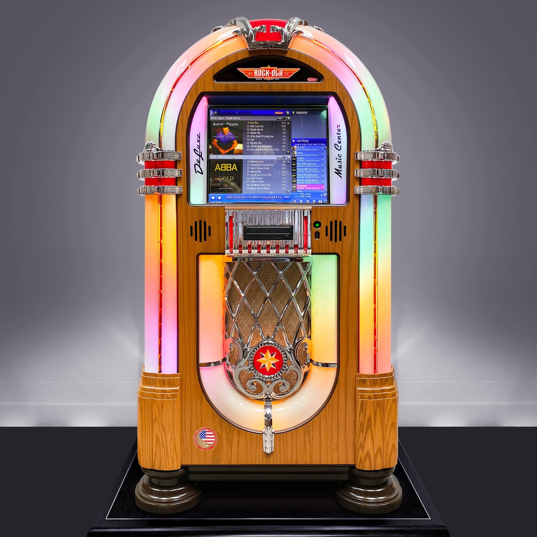 Rock-Ola Digital Music Center Jukebox in Light Oak with Bluetooth