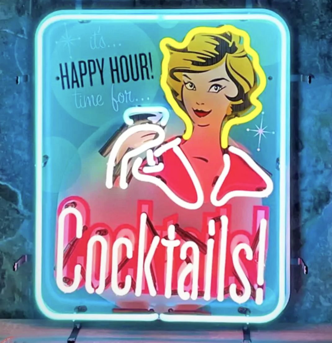 Happy Hour neon sign