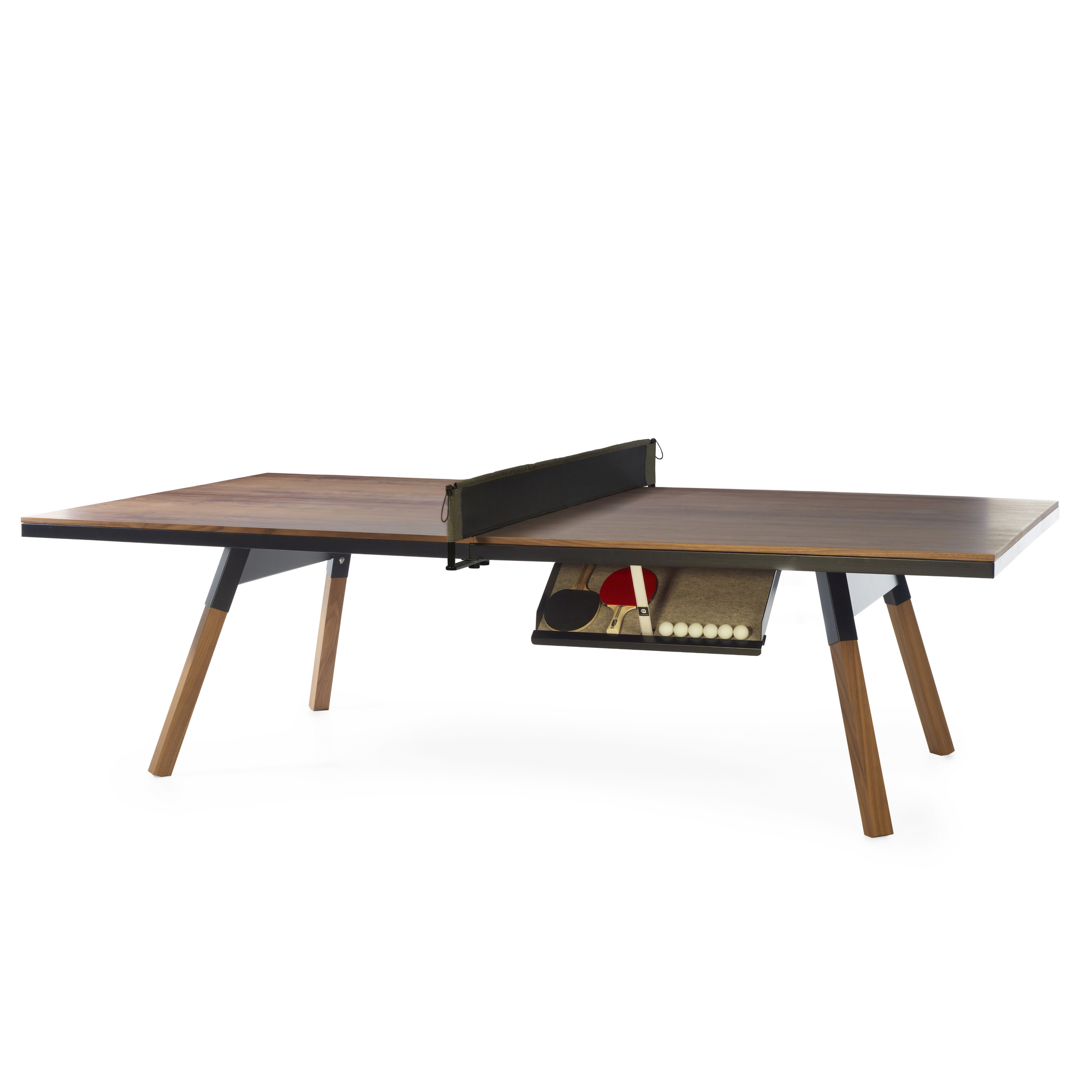 You and Me Tournament Size Table Tennis in Walnut & Black