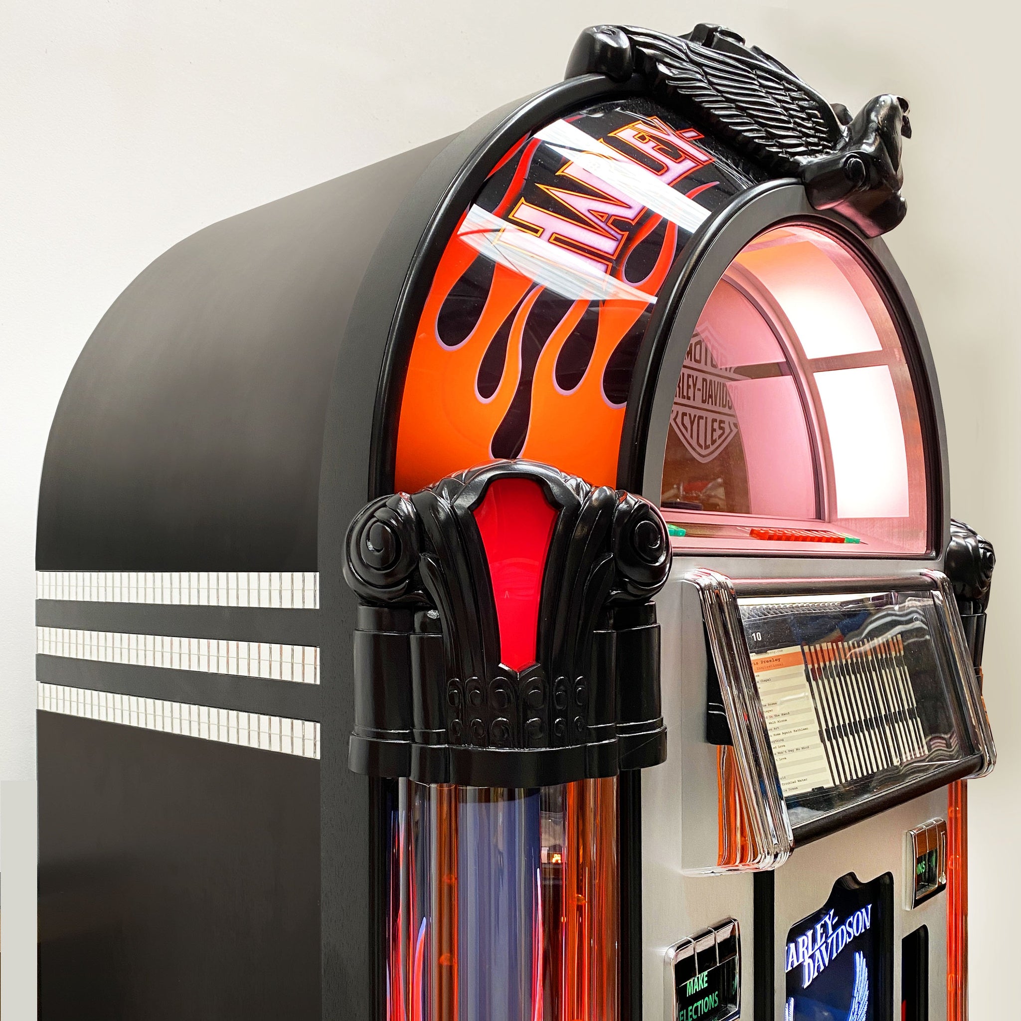 Rock-Ola Harley-Davidson Flames CD Jukebox in Aluminium with Bluetooth