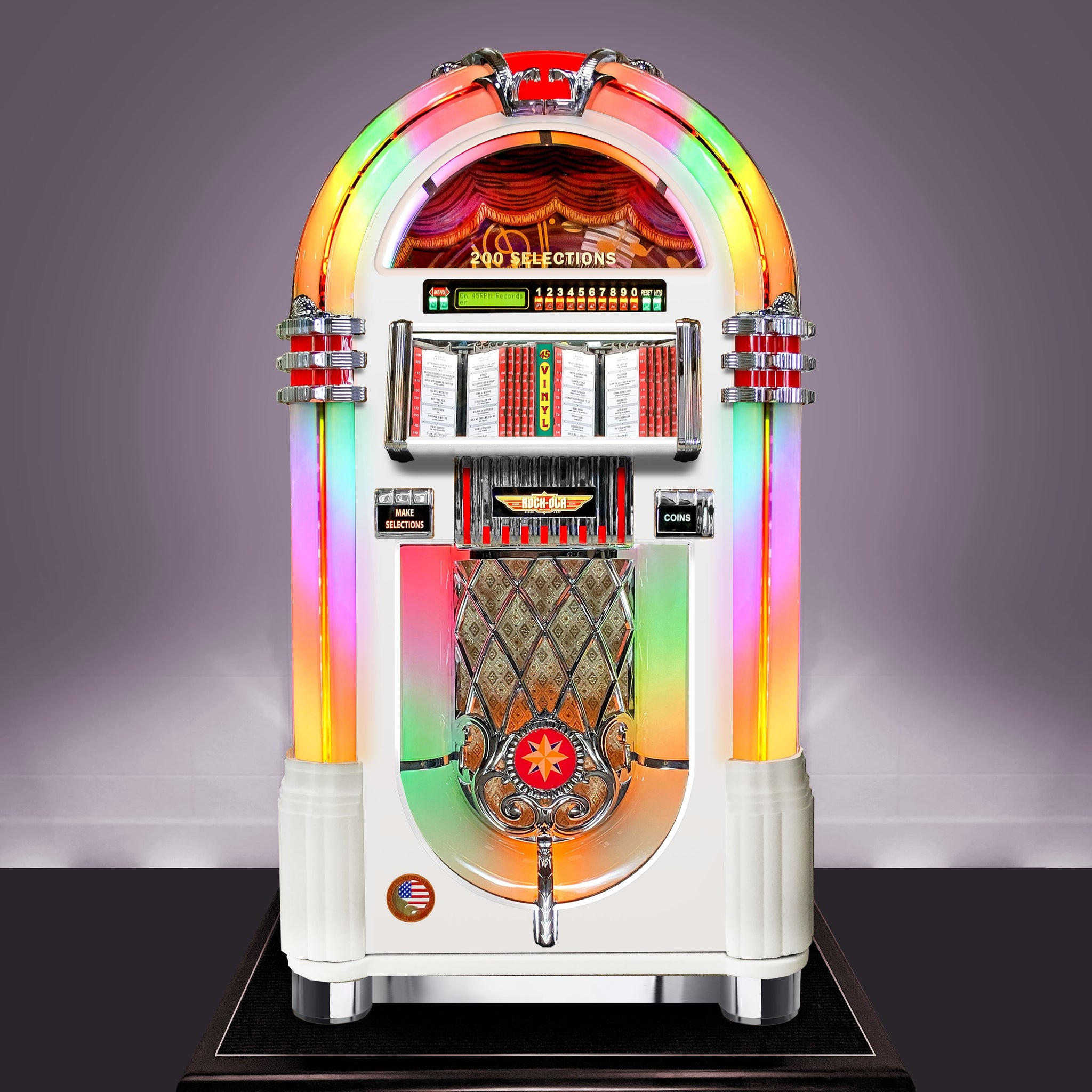 Rock-Ola Bubbler Vinyl 45 Jukebox in Gloss White with Bluetooth