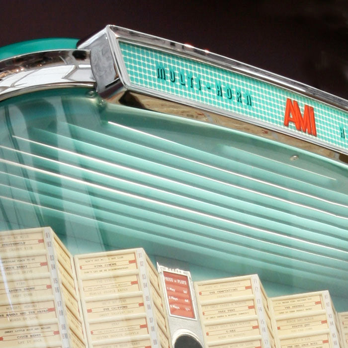 Original 1958 AMI I 200 Vinyl Jukebox with Pink Trim