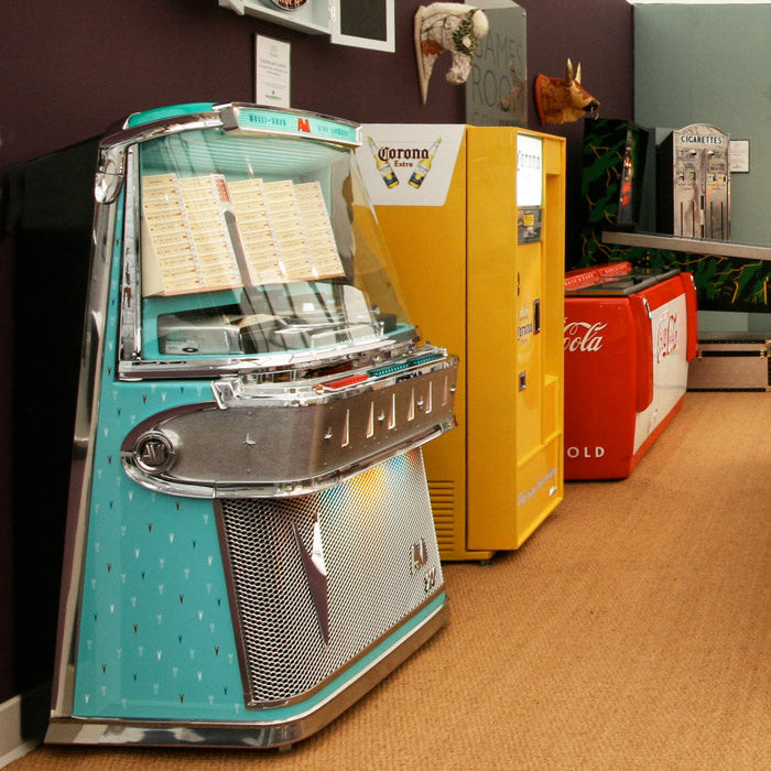 Original 1958 AMI I 200 Vinyl Jukebox with Spearmint Trim