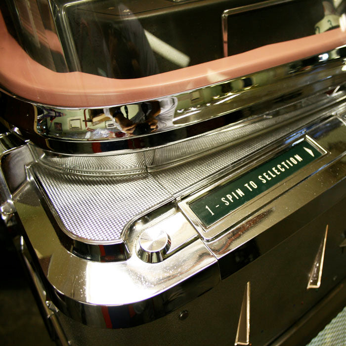 Original 1958 AMI I 200 Vinyl Jukebox with Pink Trim