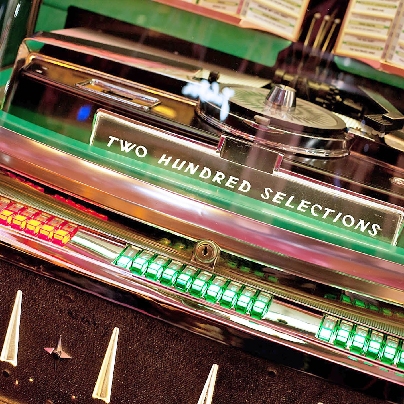 Original 1958 AMI I 200 Vinyl Jukebox with Spearmint Trim