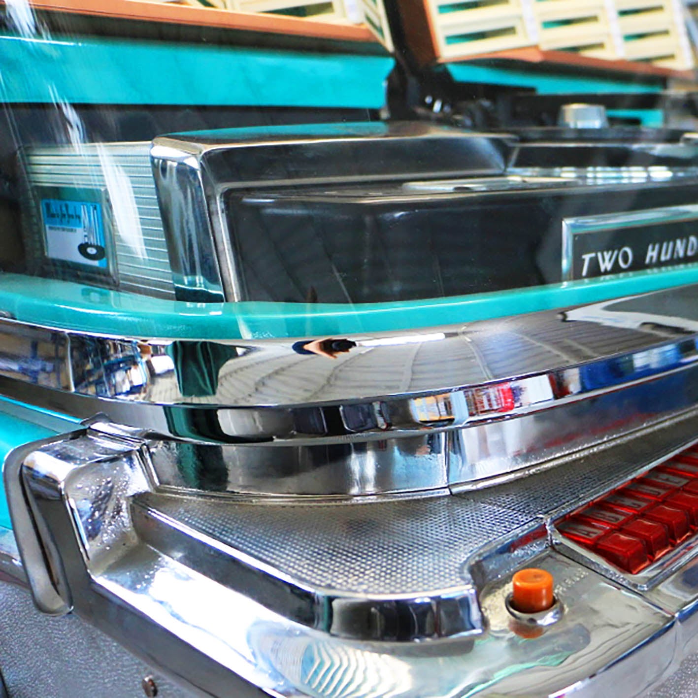 Original 1958 AMI I 200 Vinyl Jukebox with Spearmint Trim