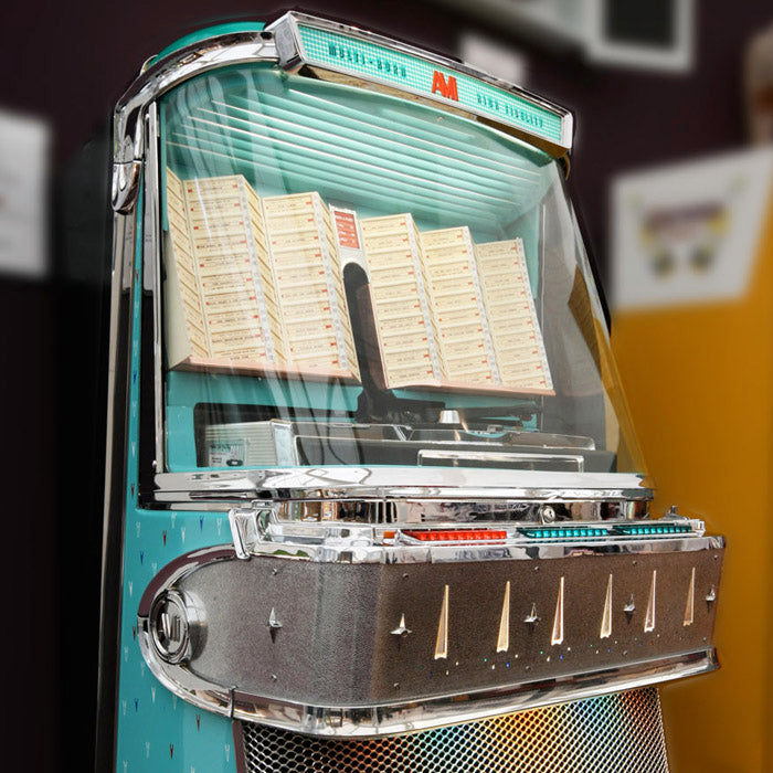 Original 1958 AMI I 200 Vinyl Jukebox with Spearmint Trim