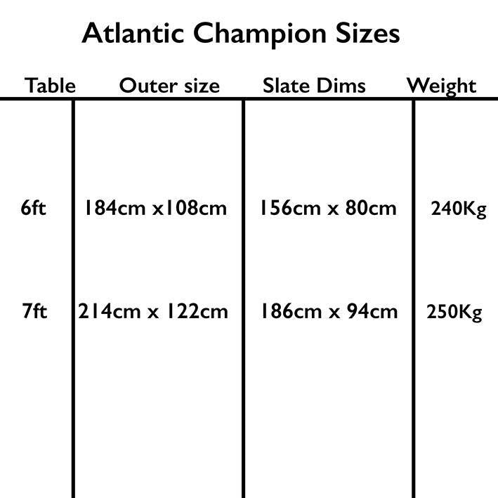 Sam Leisure Atlantic Champion English Pool Table 6ft, 7ft