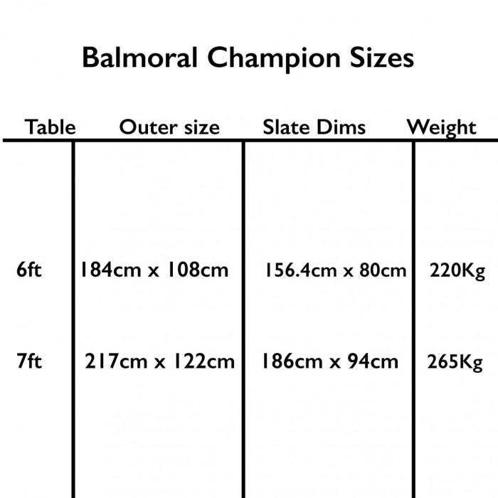 Sam Leisure Balmoral Champion English Pool Table 6ft, 7ft