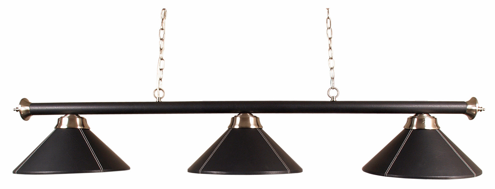 Conical Lamp with Black Leather Shades & Bar