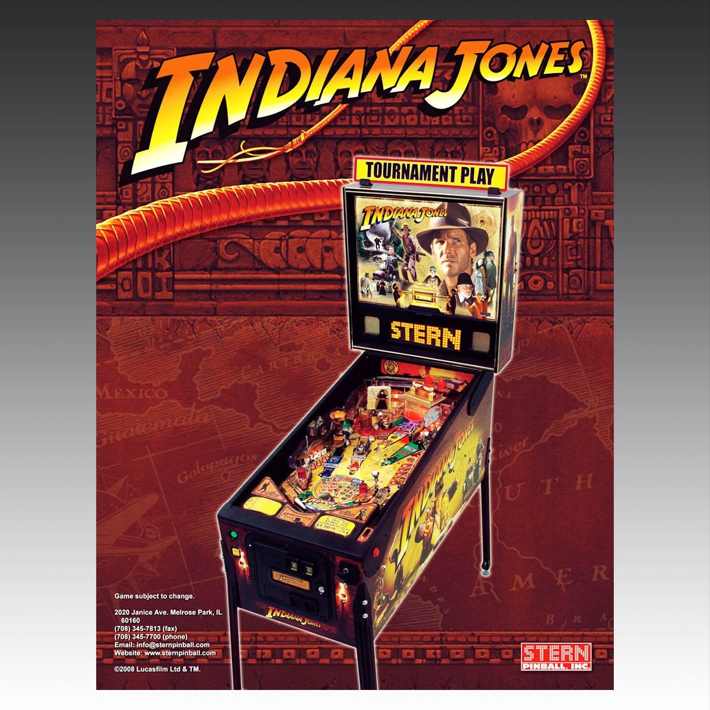 2008 Indiana Jones Pinball Machine by Stern