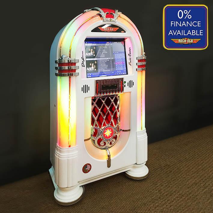 Rock-Ola Bubbler Digital Music Center Jukebox in Gloss White with Bluetooth