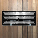 The Olympian Cue Rack and Scorer with Chrome and Brushed Steel Trim