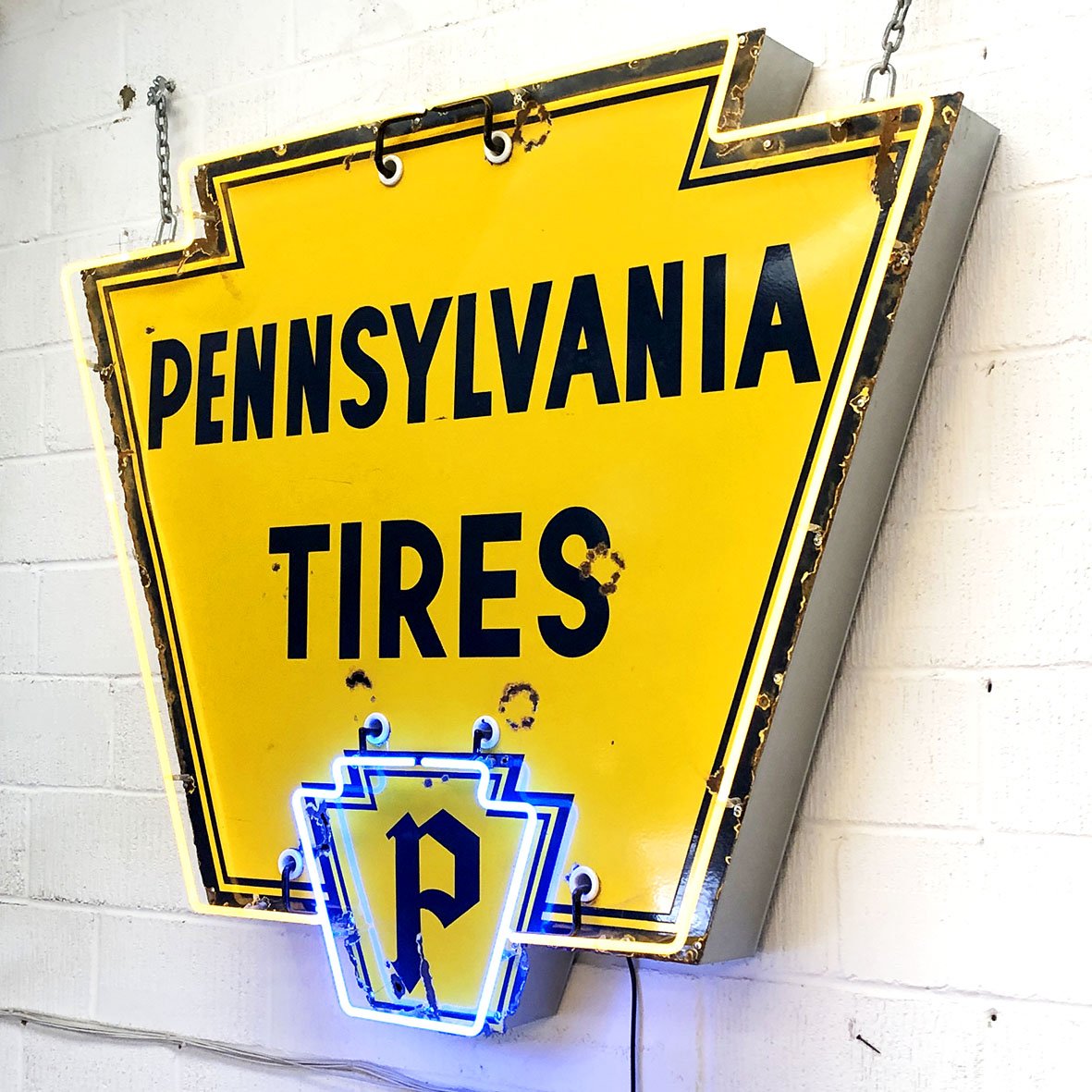 Vintage 1950s Neon Pennsylvania Tyres Sign