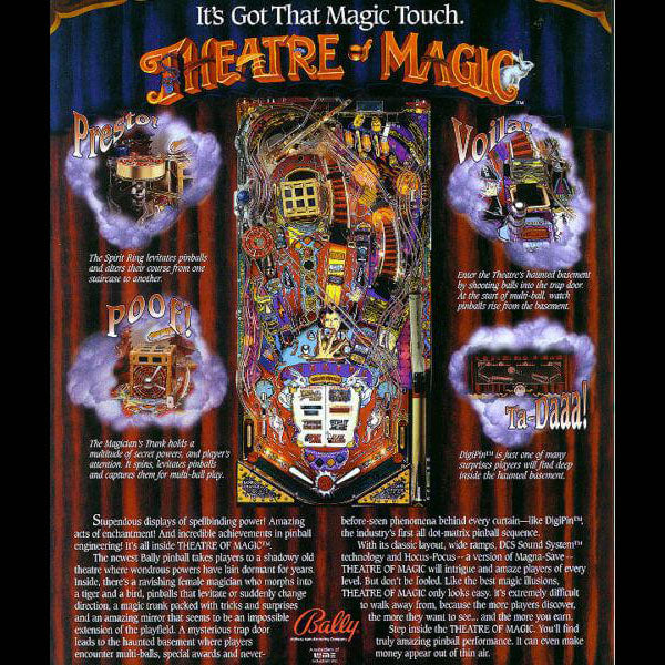 1995 Theatre of Magic Pinball by Bally Midway
