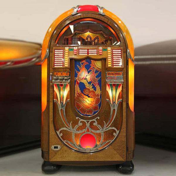 Original 1941 Wurlitzer 850 Peacock Vinyl Jukebox – The Games Room